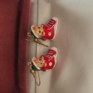 Cute dangling Christmas bear earrings